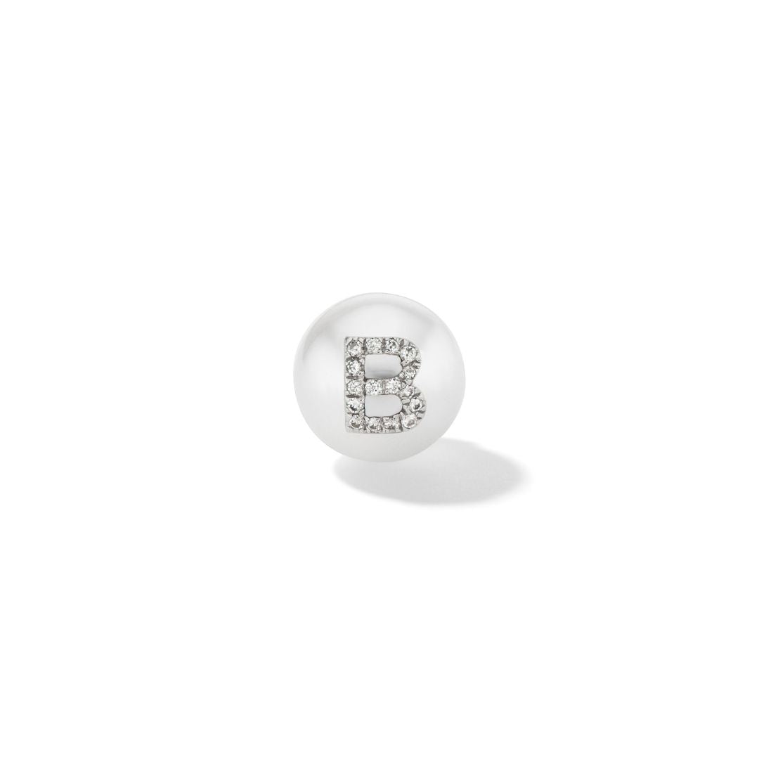 Wilfredo Rosado Letter B Pearl Stud Earring Front View