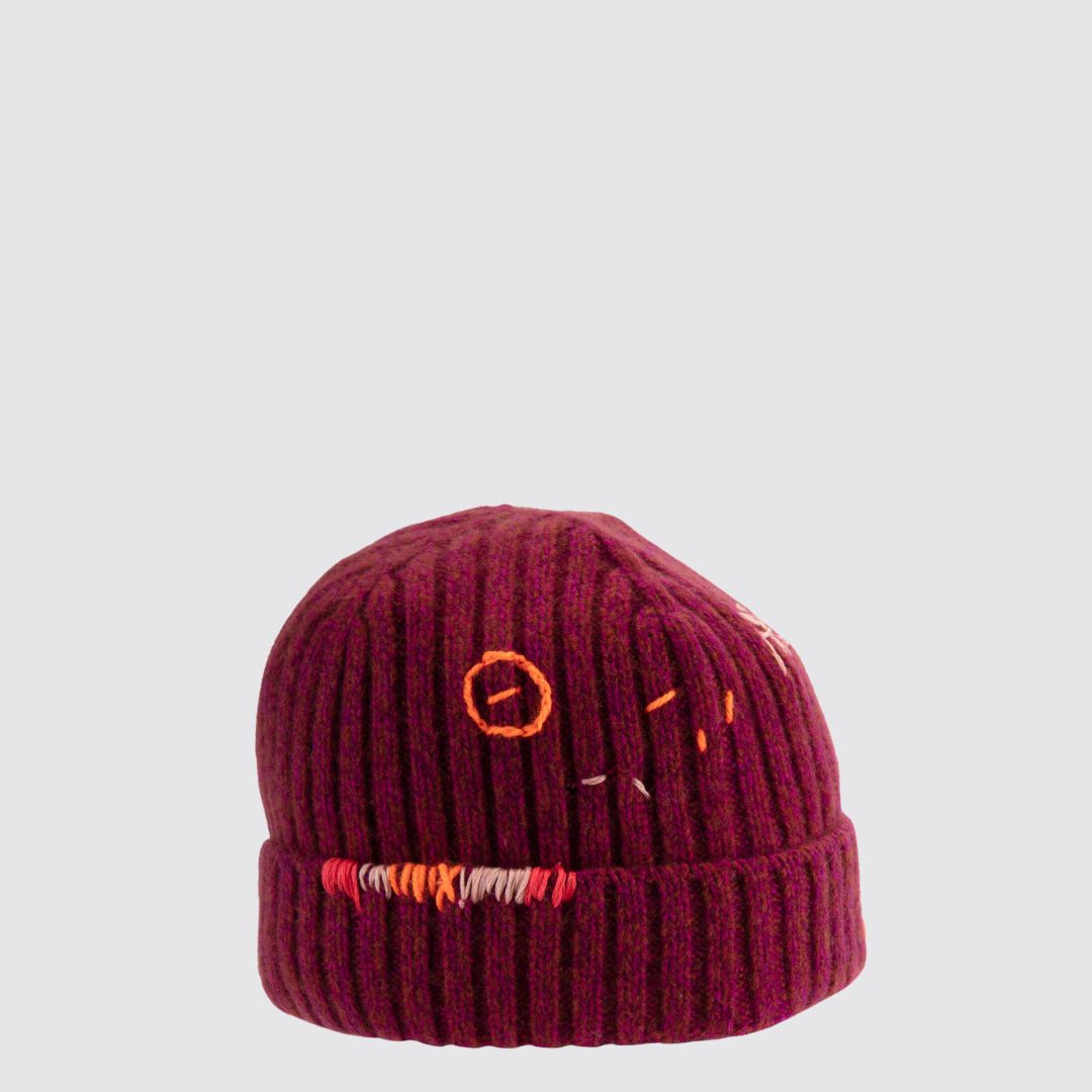 Fuschia Embroidered Cashmere Hat