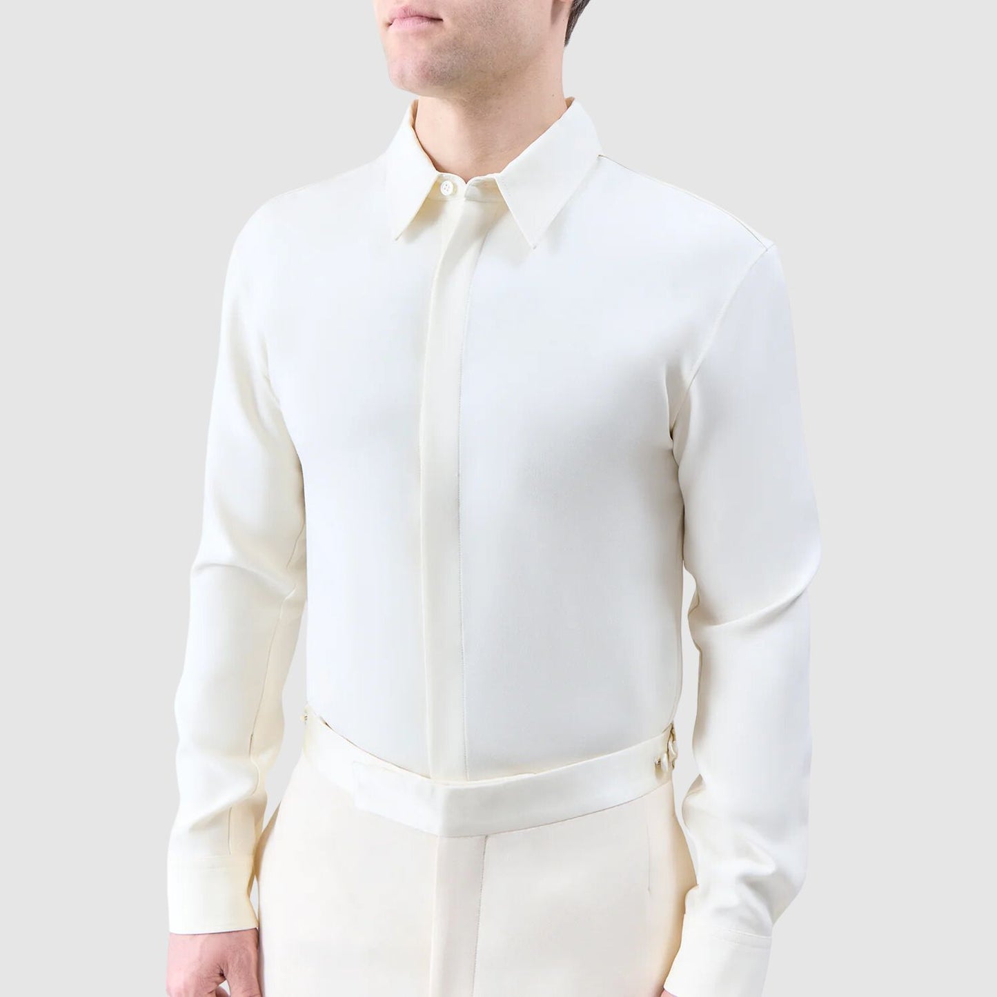 Gabriela Hearst Nicolas Shirt in Ivory Wool Twill