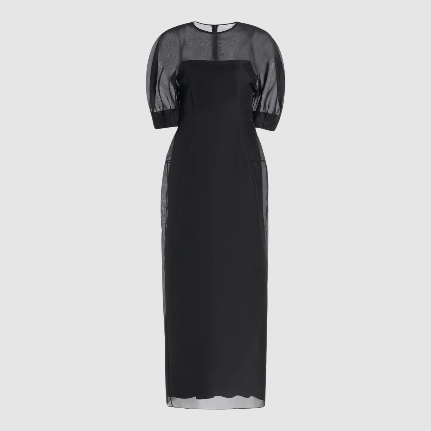 Gabriela Hearst Coretta Sheer Dress with Slip in Black Silk Organza
