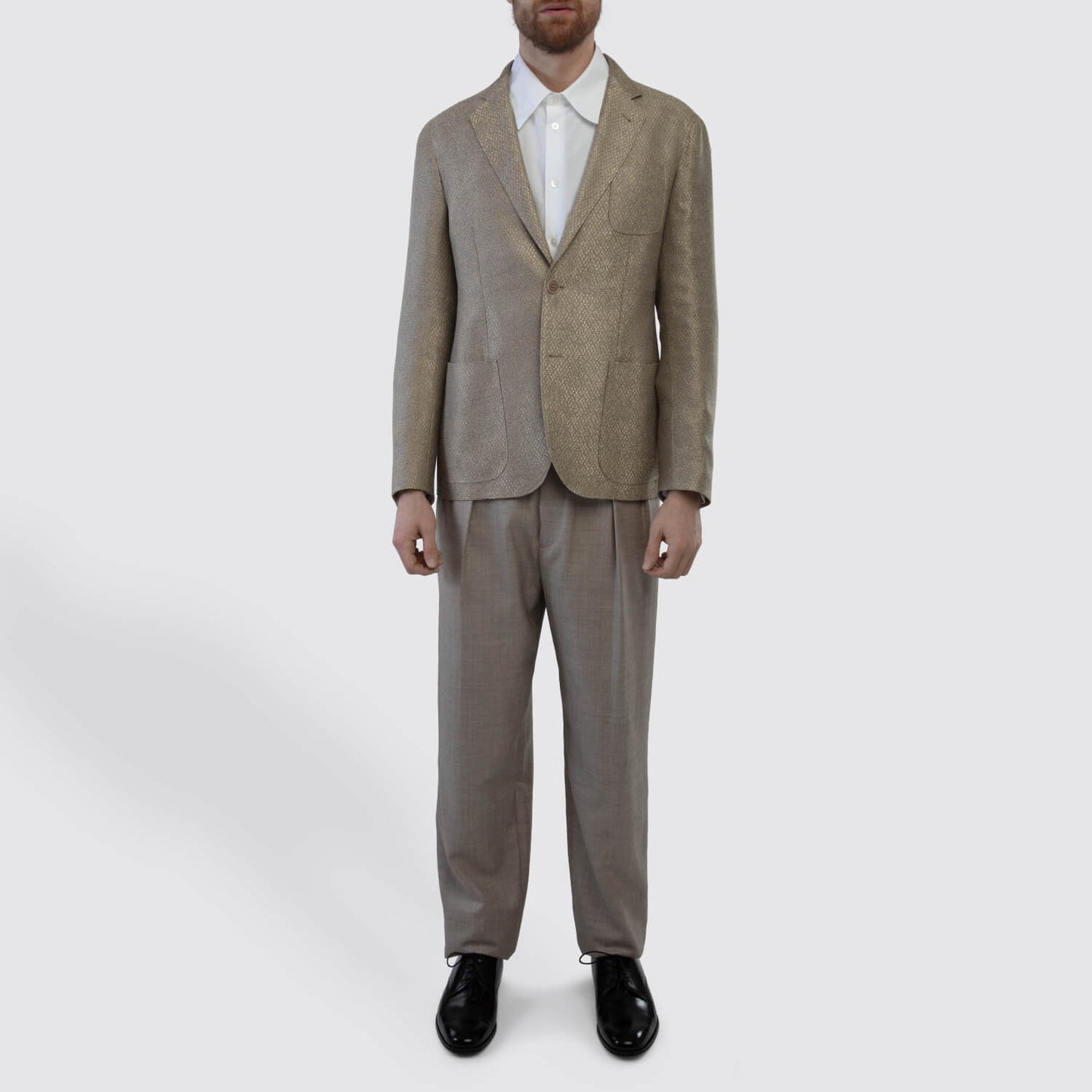 Giorgio Armani Printed Satin Jacket in Gold View 4
