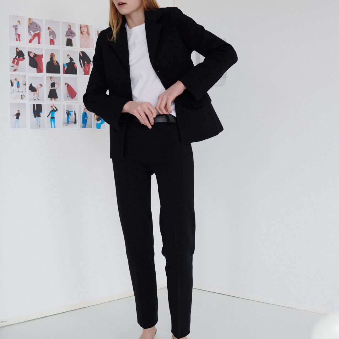 Jules Pant in Black Front Model View