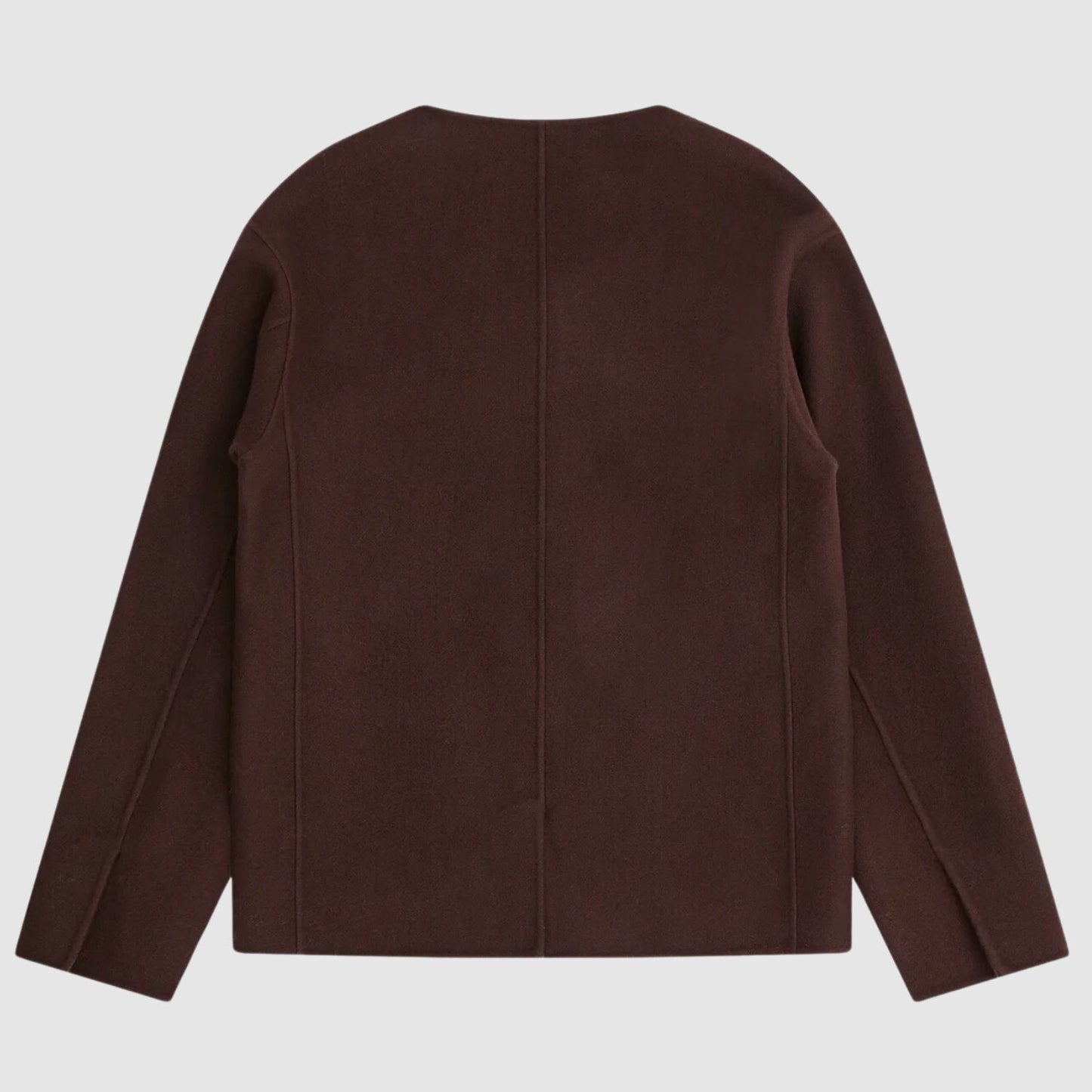 Meta Campania Collective Leon Collarless Jacket in Dark Chocolate_METM245005