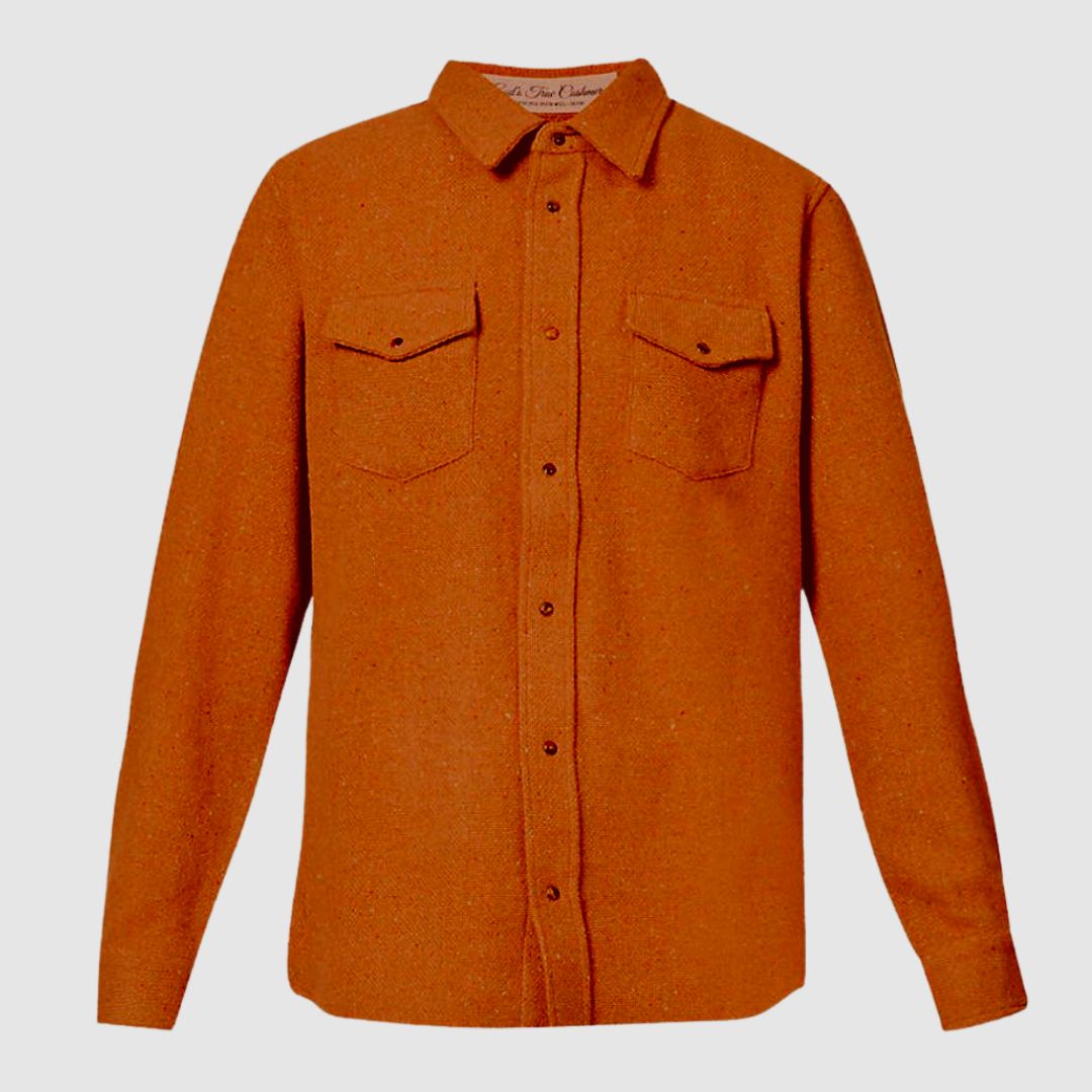 God's True Cashmere Rust Amethyst Cashmere Shirt Front View