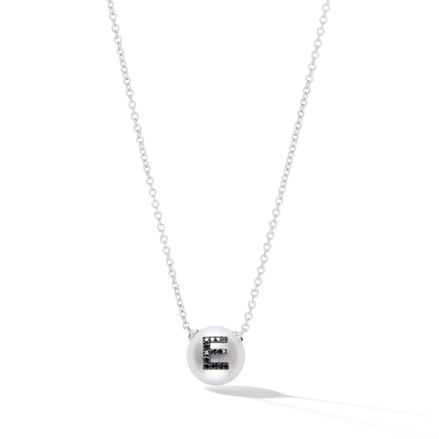Wilfredo Rosado Letter E Pearl Charm Necklace