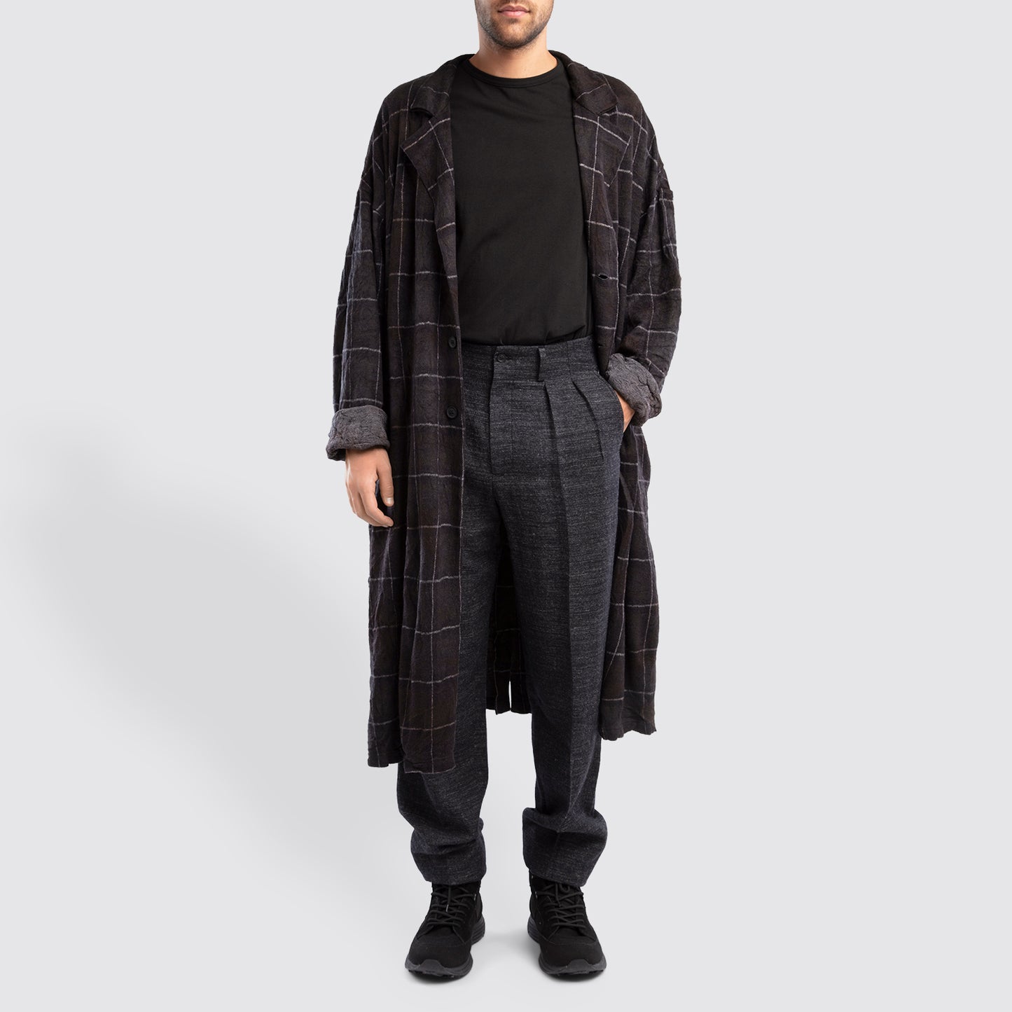 Yohji Yamamoto Black Crewneck T Shirt Style Shot