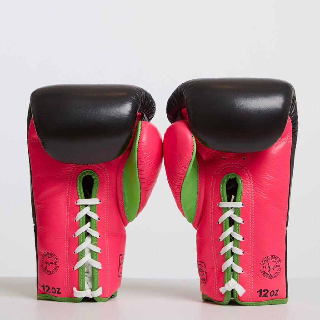 Black Lace Up Muay Thai Gloves