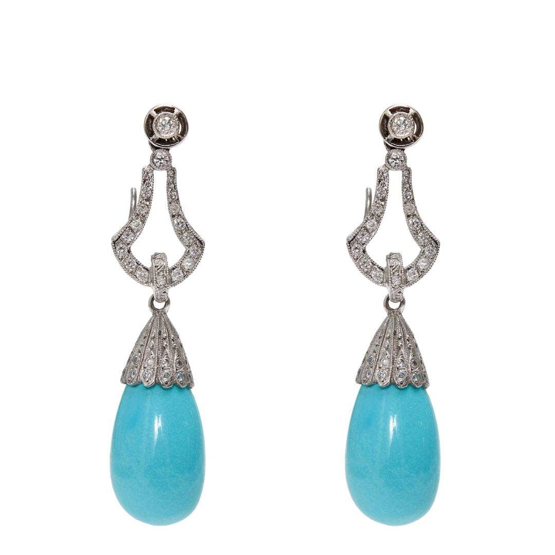 Turquoise Diamond Drop Earrings