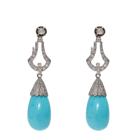 Turquoise Diamond Drop Earrings