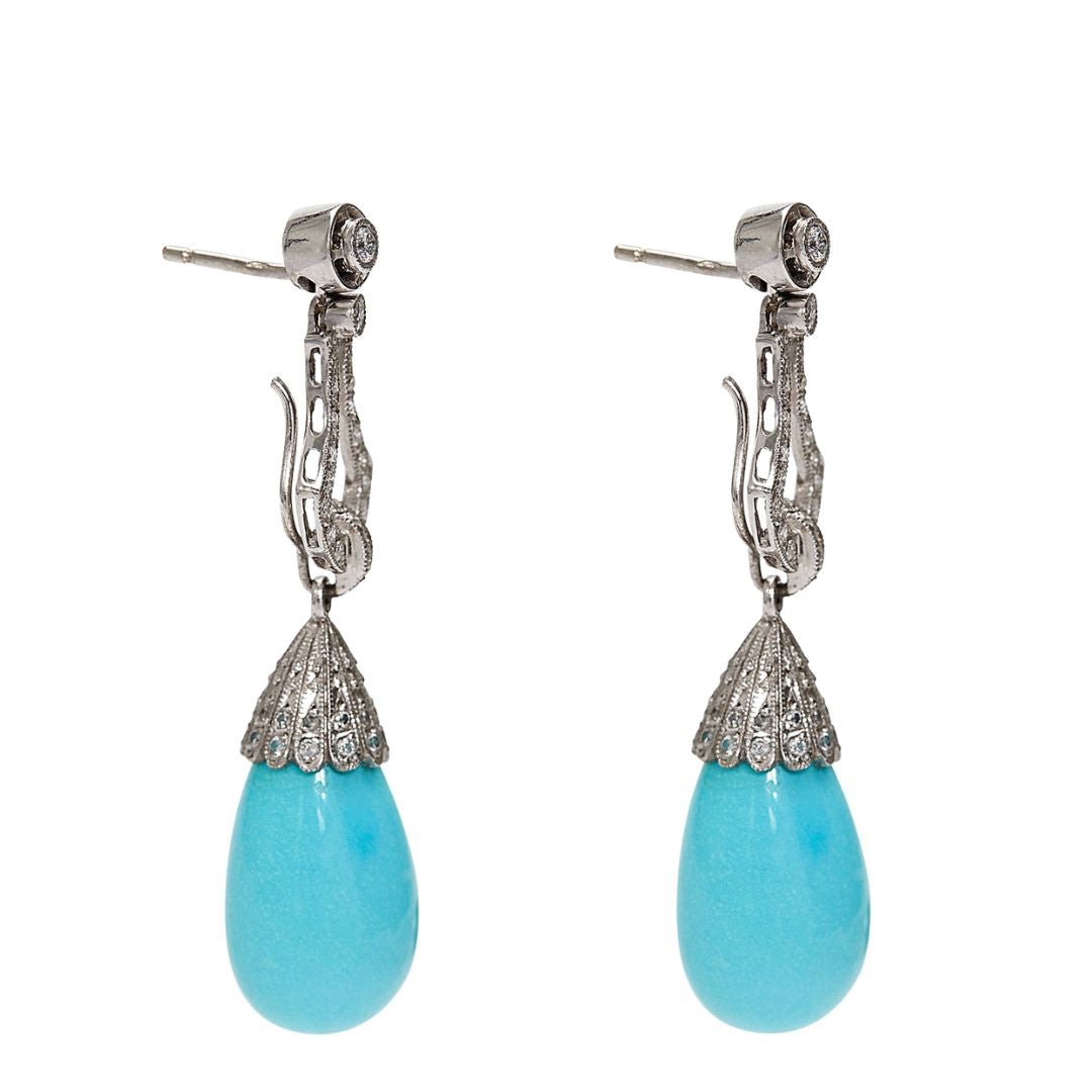 Turquoise Diamond Drop Earrings