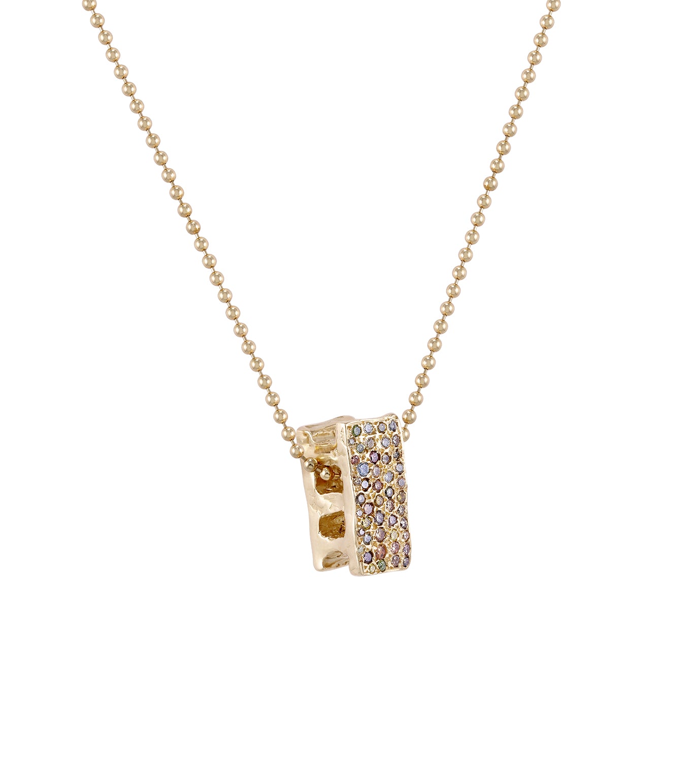 Allison Read Smith Gold Cinder Block Diamond Pendant
