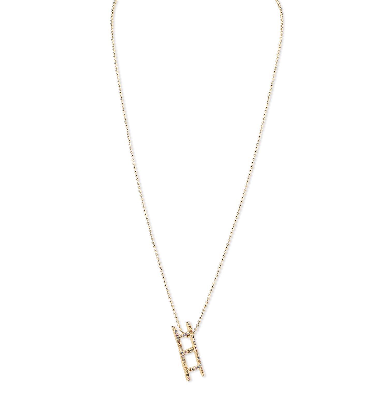 Allison Read Smith Gold Ladder Multi Sapphire Pendant