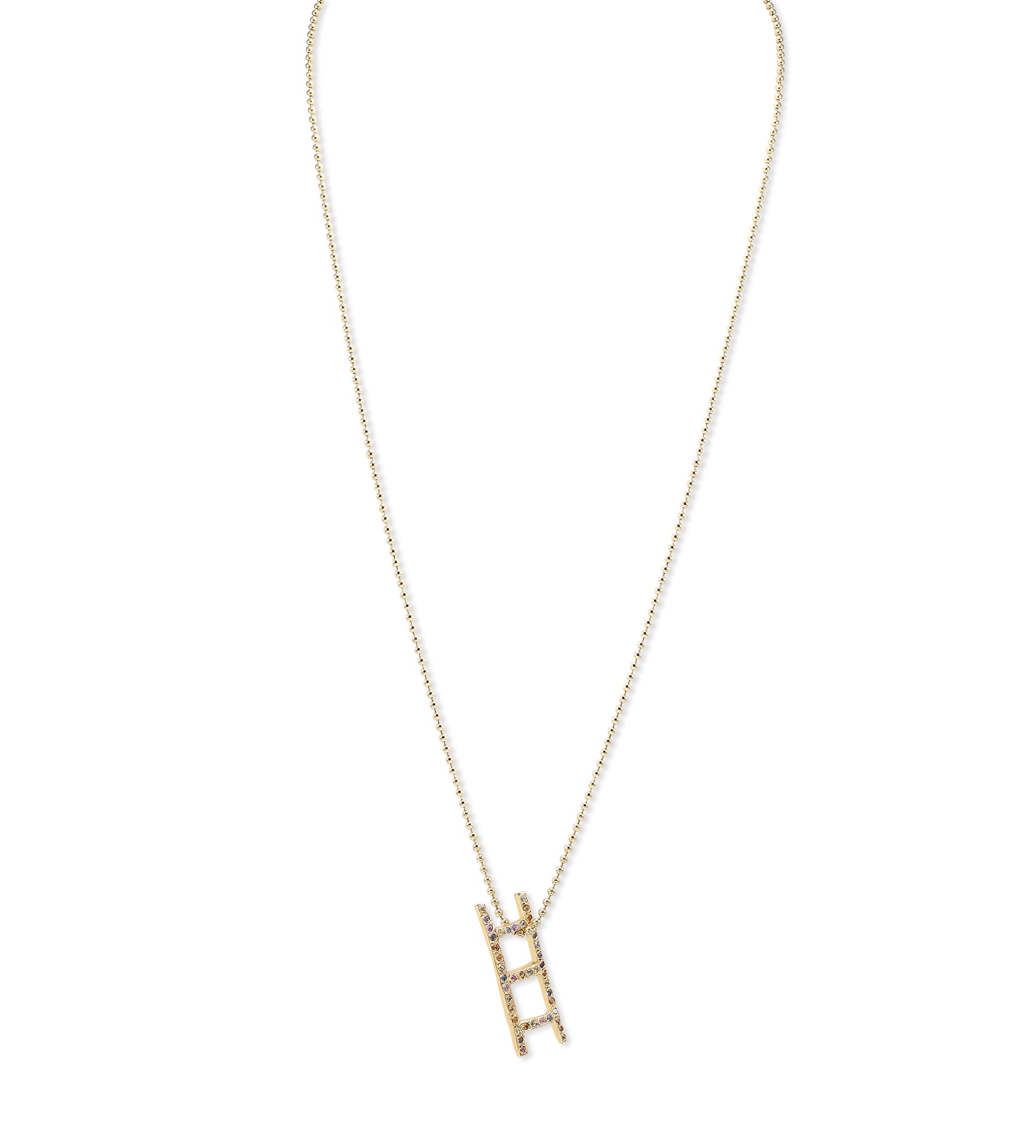 Allison Read Smith Gold Ladder Multi Sapphire Pendant