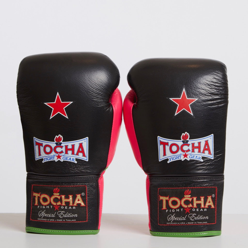 Black Lace Up Muay Thai Gloves