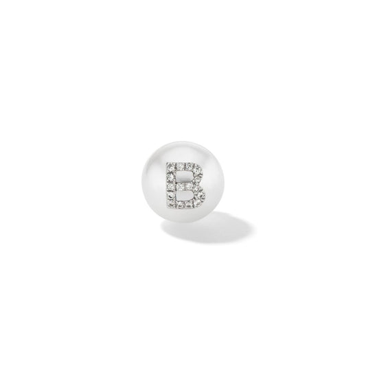 Wilfredo Rosado Letter B Pearl Stud Earring Front View