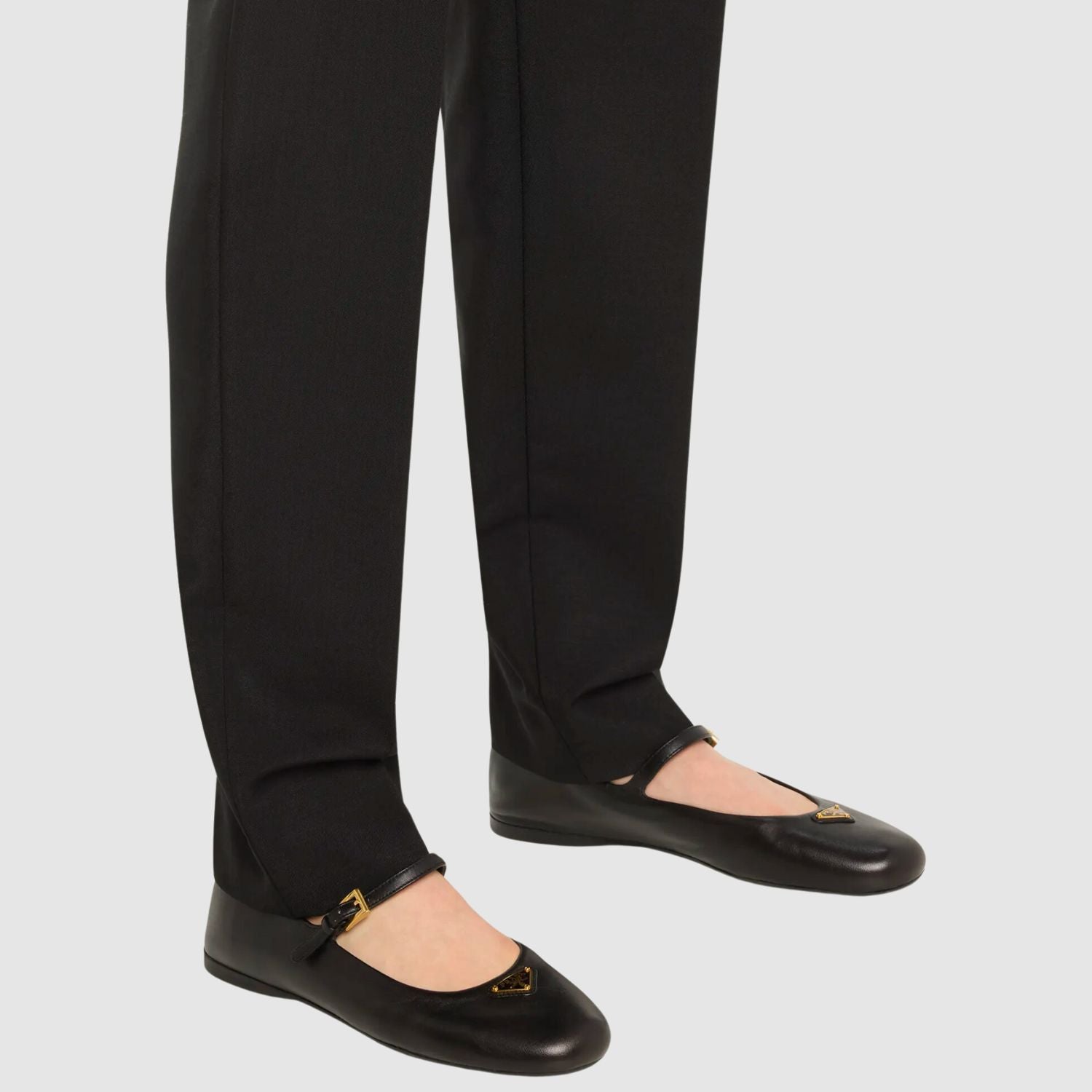 Prada Lambskin Triangle Mary Jane Ballerina Flats_PRAW243009