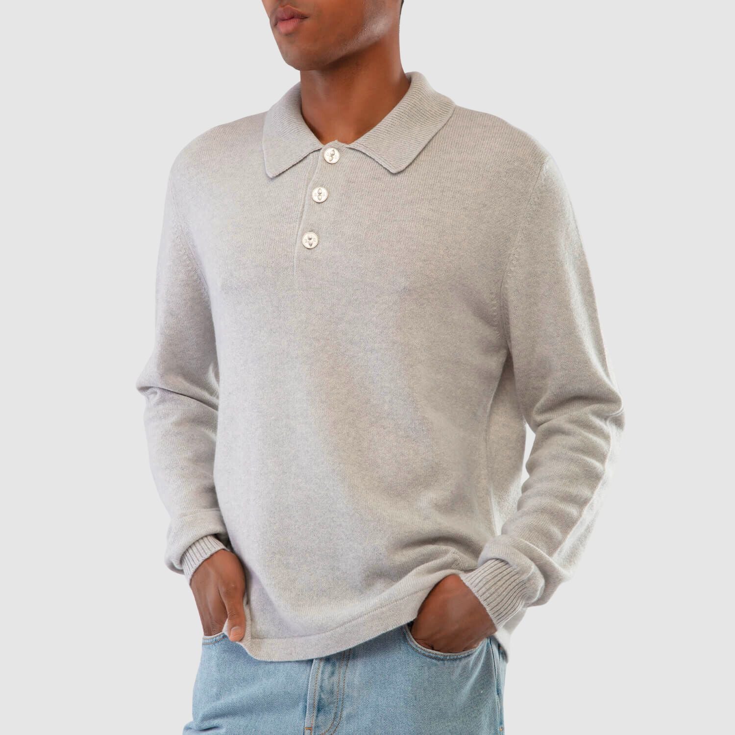 Barrie B Label polo-collar sweater in cashmere_RIEM245004