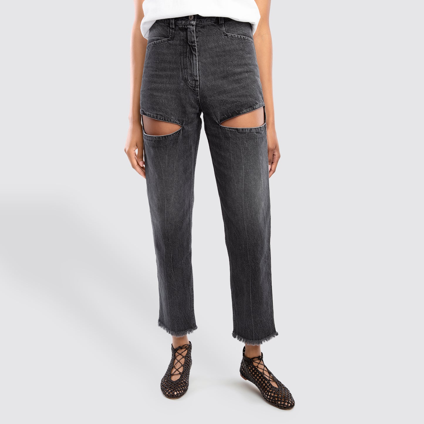 Beau Souci - Atar Black Cutout Jeans Front view