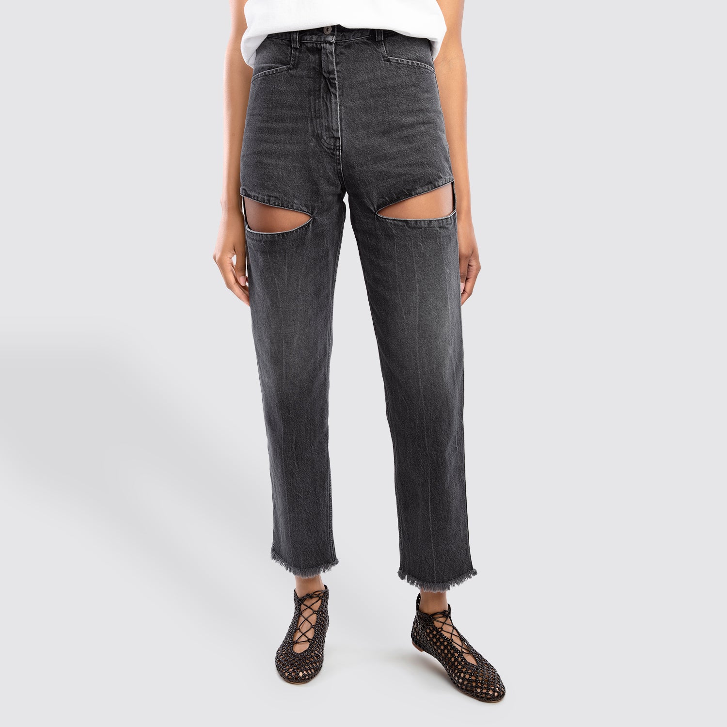 Beau Souci - Atar Black Cutout Jeans Front view