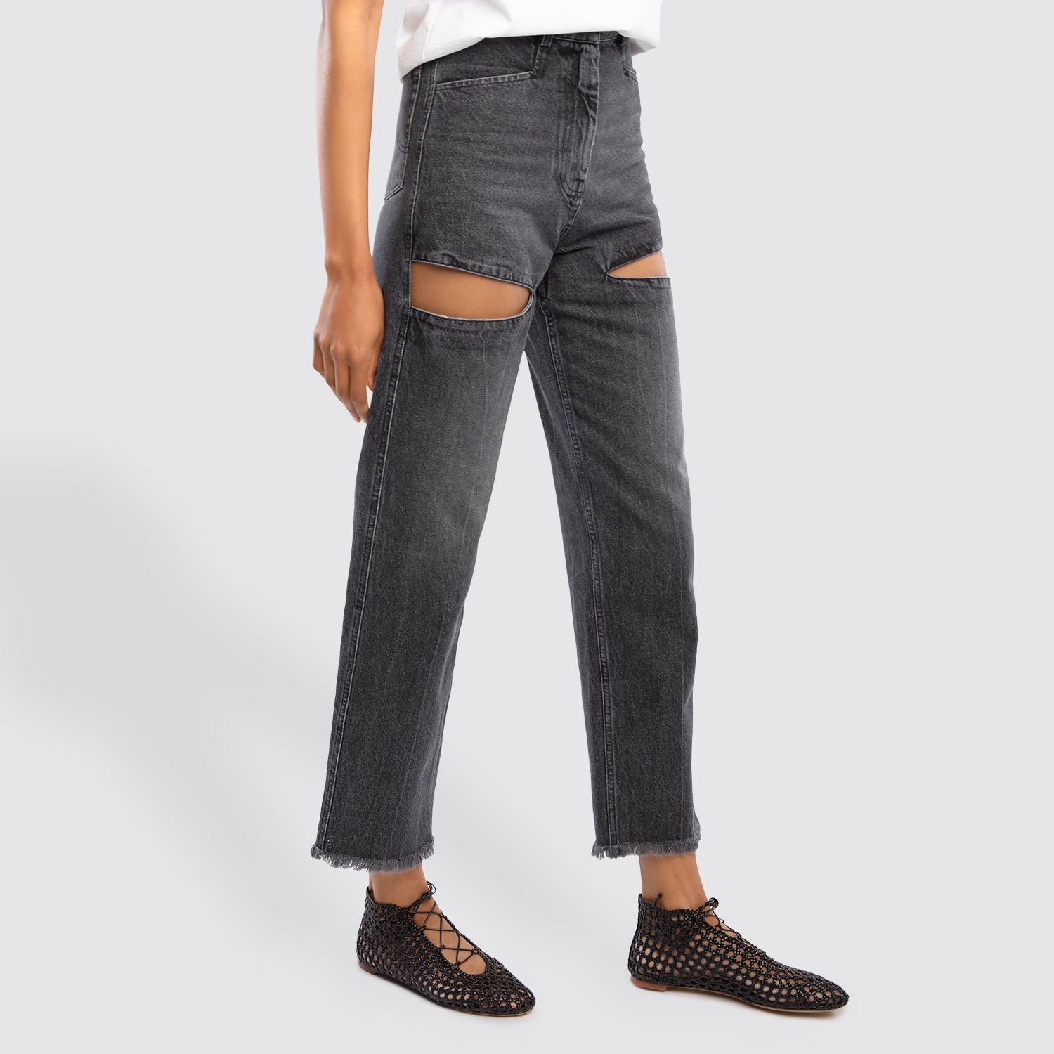 Beau Souci - Atar Black Cutout Jeans 3/4 view