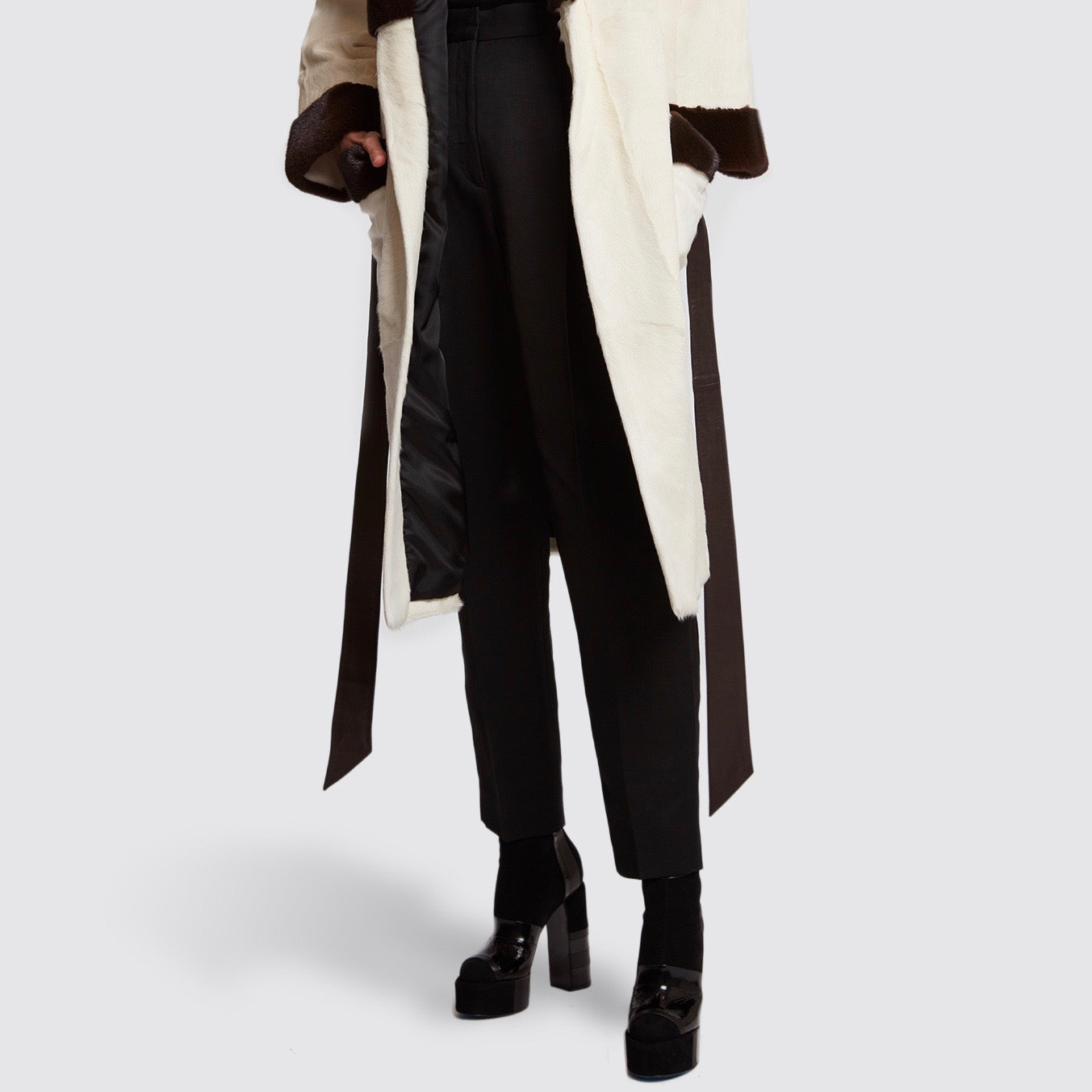Beau Souci Izmir Coat in White and Brown