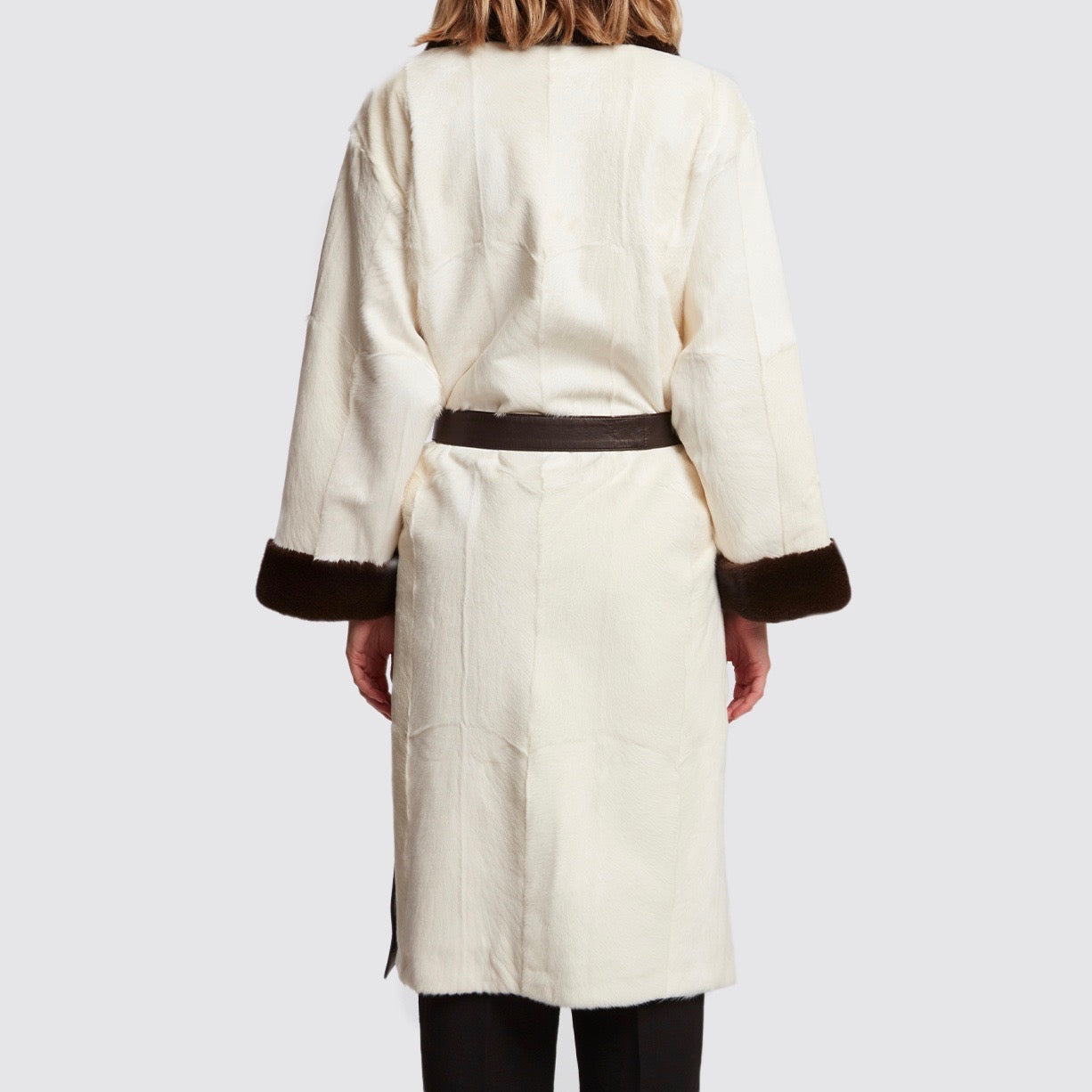 Beau Souci Izmir Coat in White and Brown