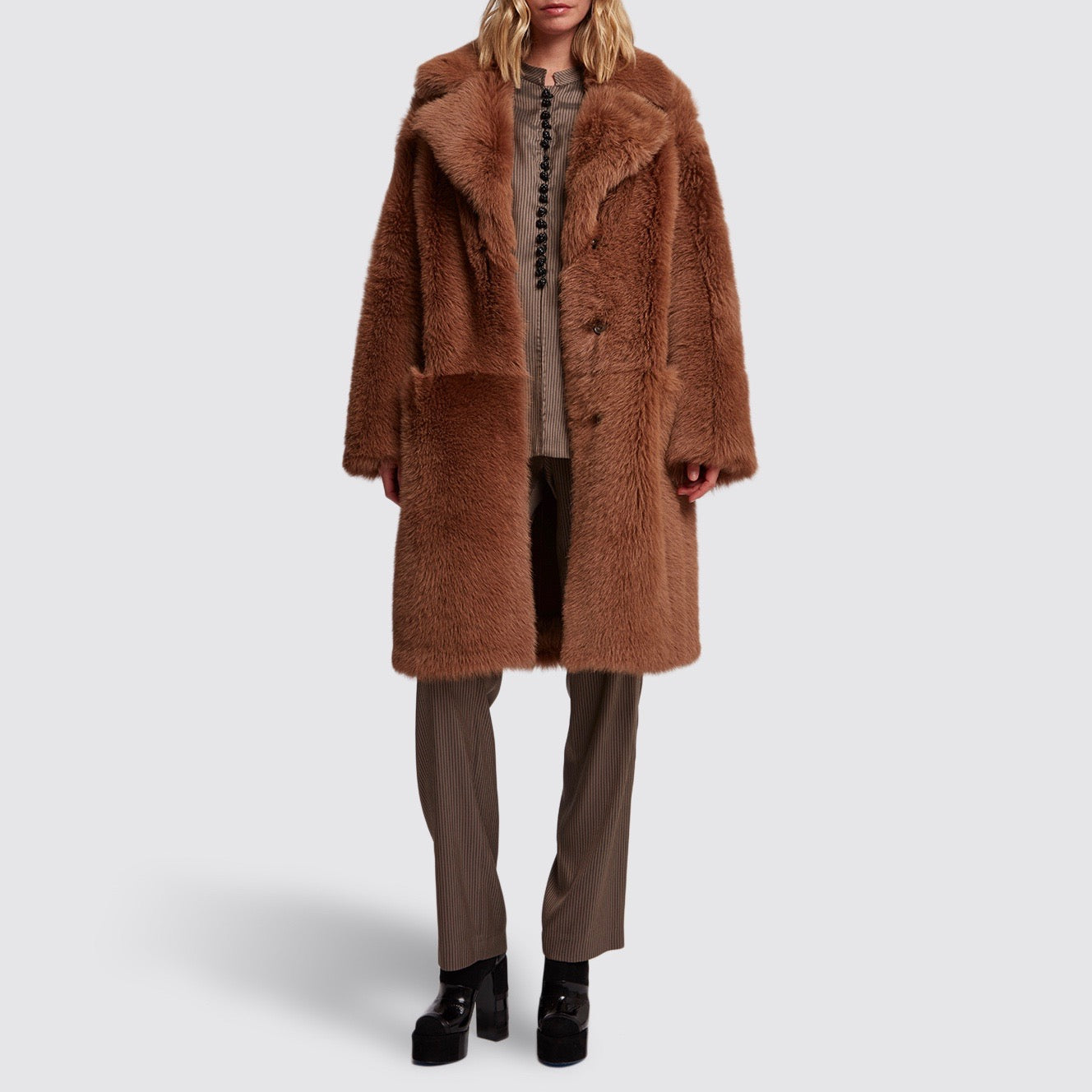 Beau Souci Mel Coat in Camel and Brown