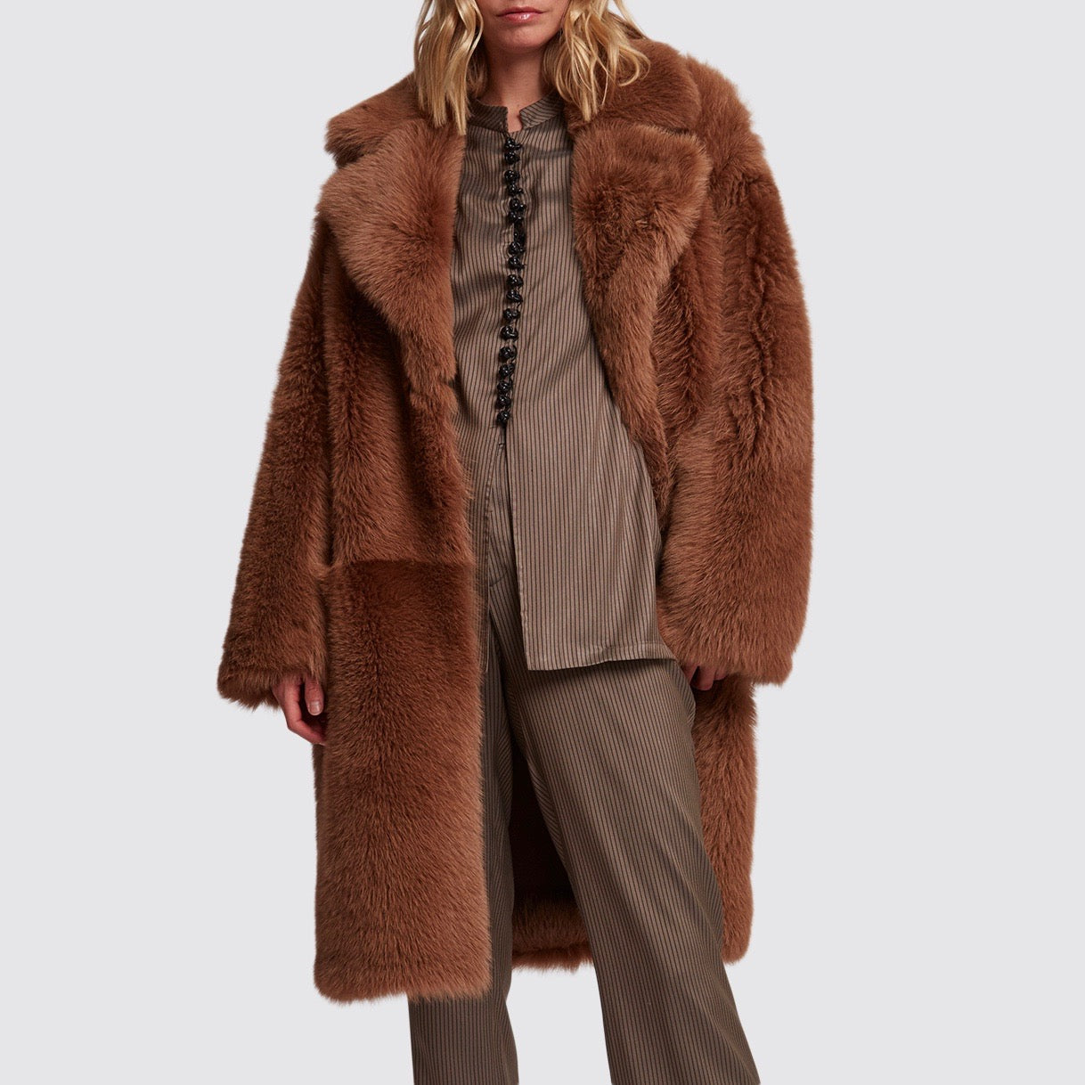 Beau Souci Mel Coat in Camel and Brown
