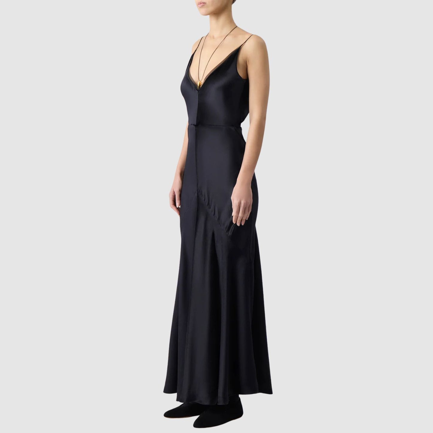 Gabriela Hearst Brigita Slip Dress in Black Silk Velvet