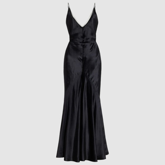 Gabriela Hearst Brigita Slip Dress in Black Silk Velvet