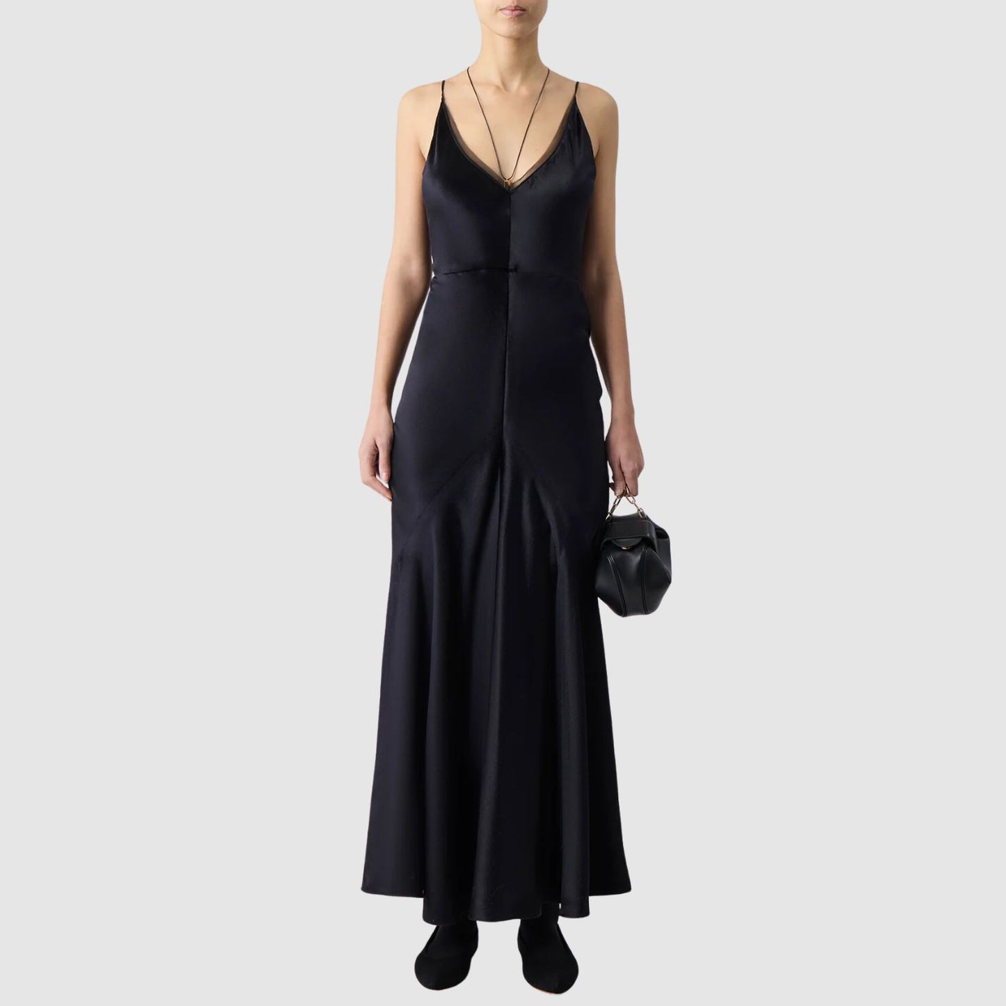 Gabriela Hearst Brigita Slip Dress in Black Silk Velvet