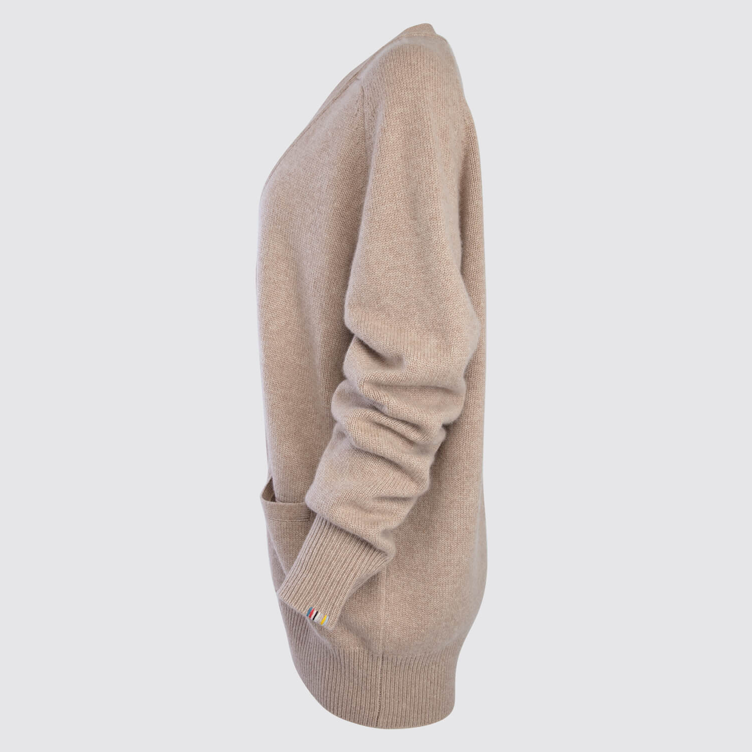 Extreme Cashmere | Papilli Cardigan in Sand 3/4 VIew
