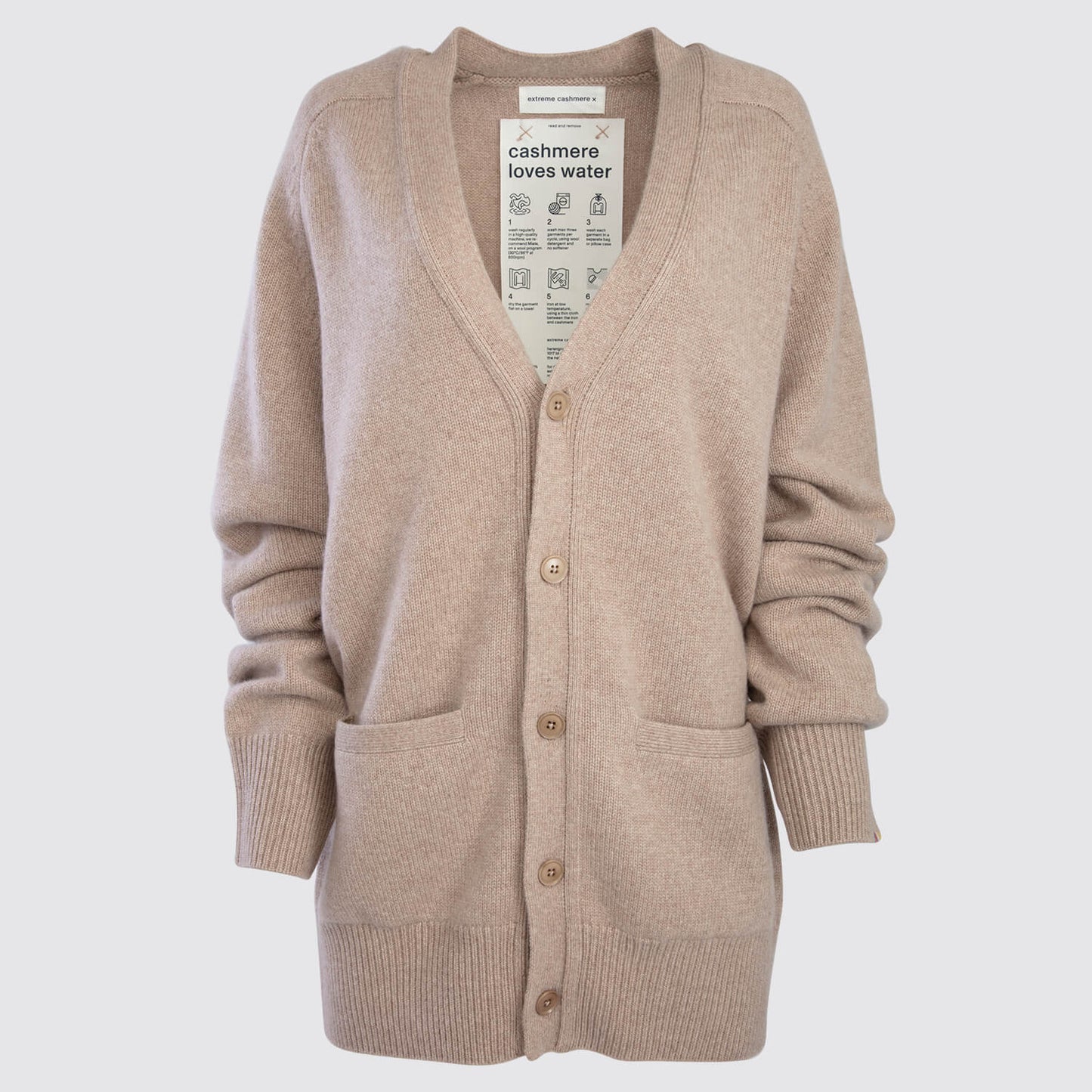 Extreme Cashmere | Papilli Cardigan in Sand Front View