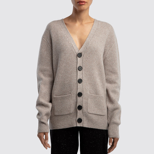 Beige Cashmere Cardigan View 1