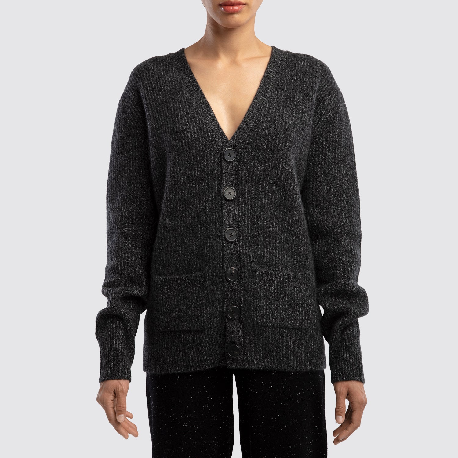 Charcoal Cashmere Cardigan View 1