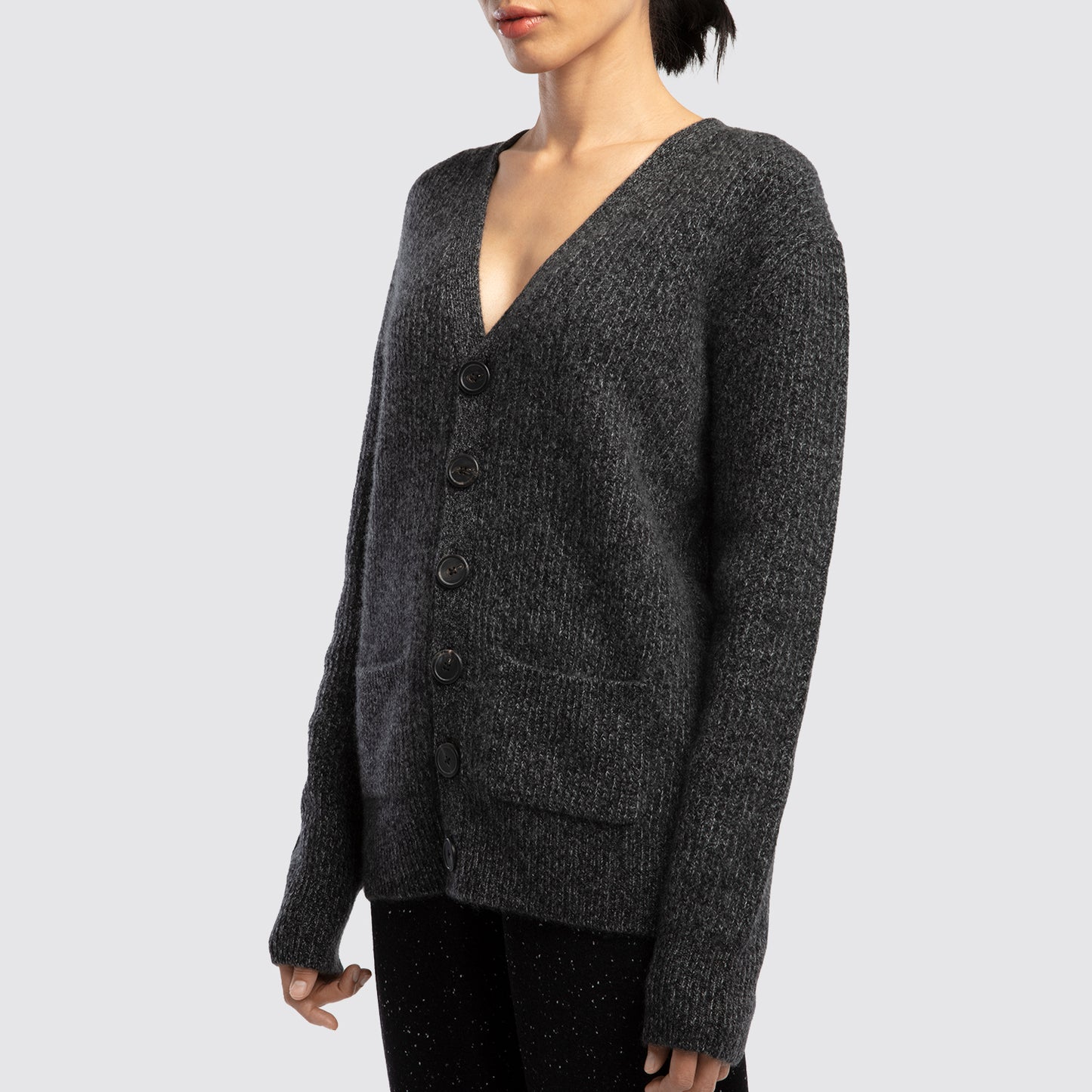 Charcoal Cashmere Cardigan View 2
