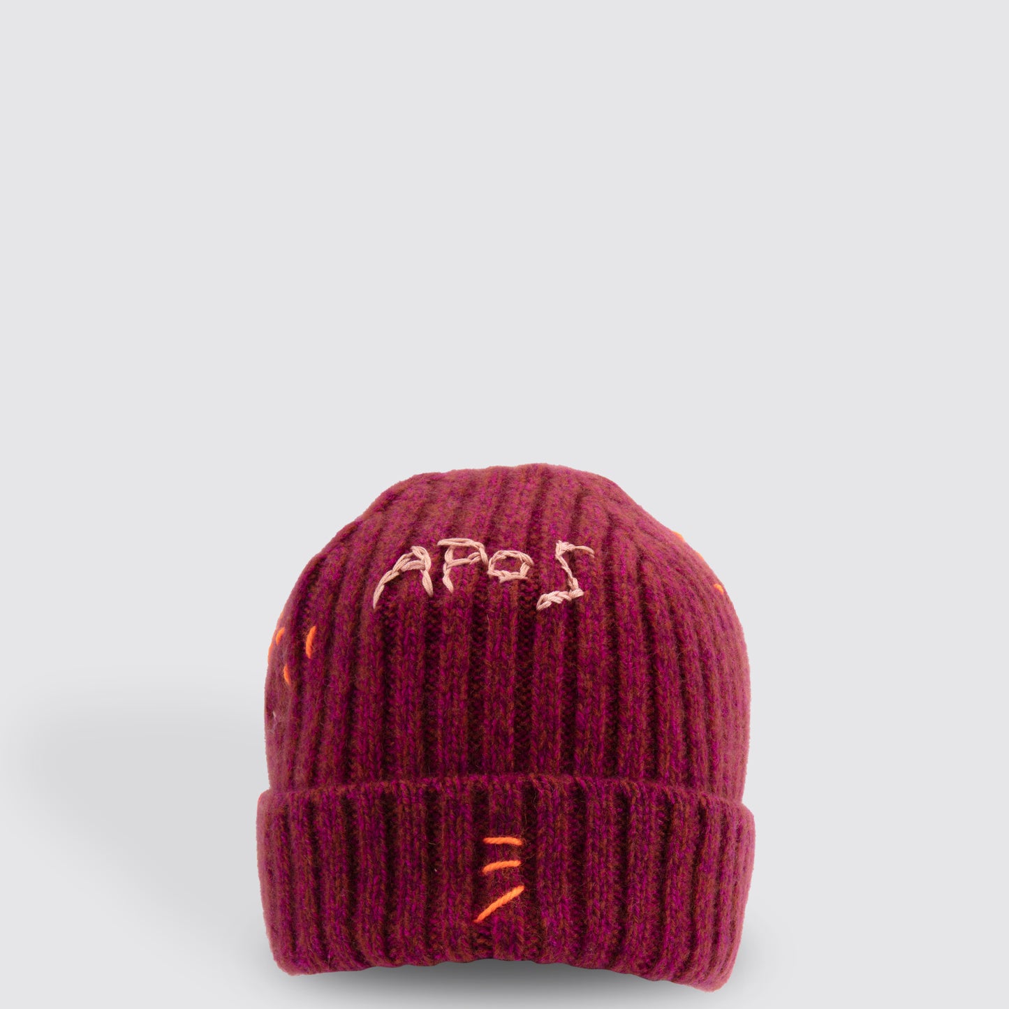 Fuschia Embroidered Cashmere Hat 1