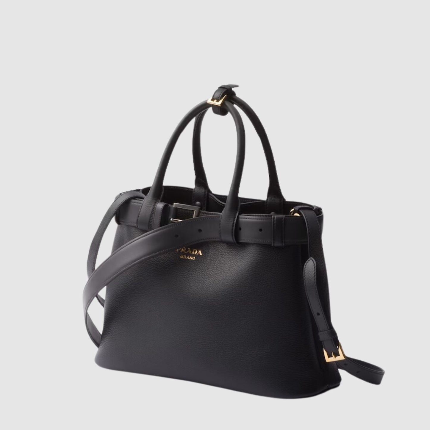 Prada Medium Buckle Leather Handbag with Belt_PRAW243002