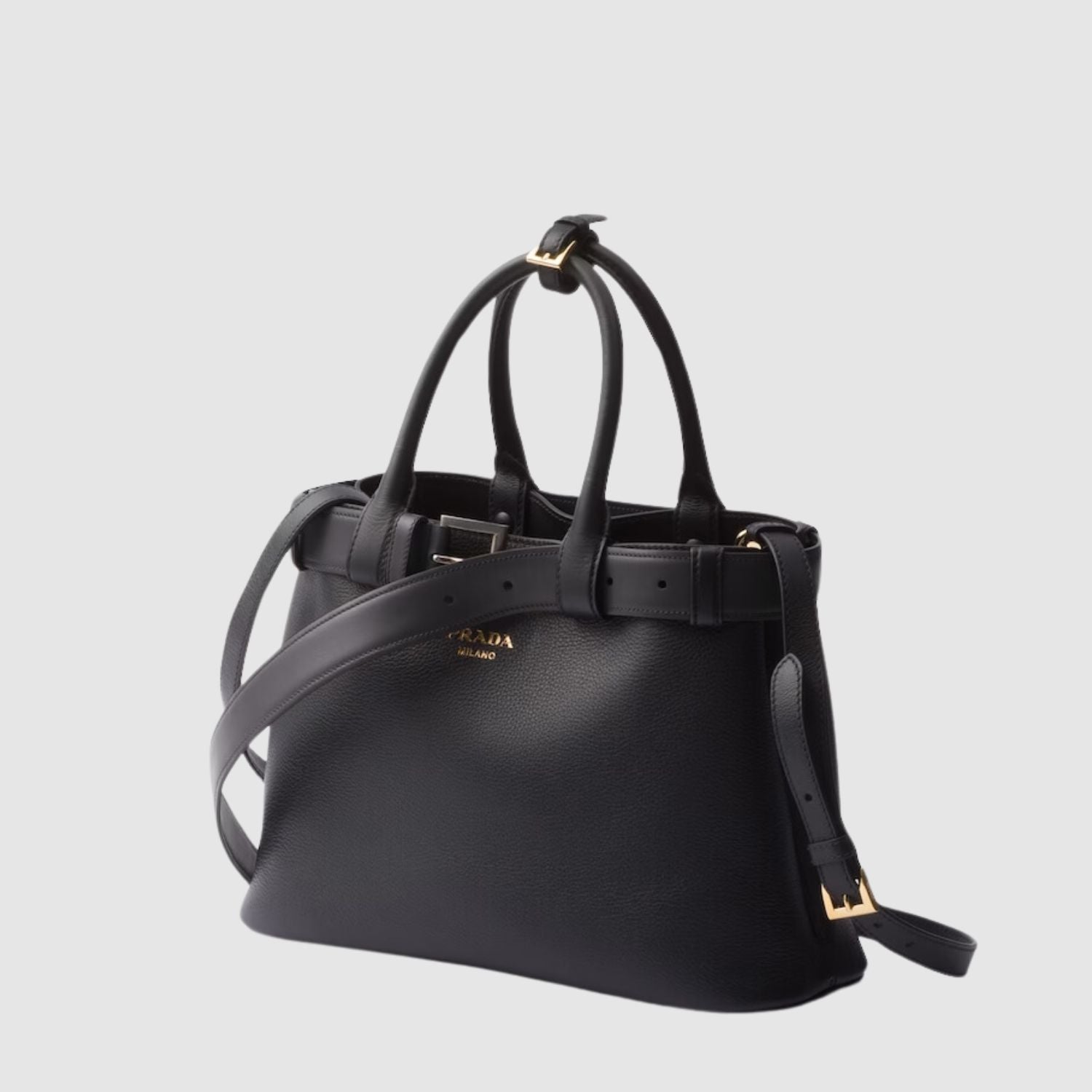 Prada Medium Buckle Leather Handbag with Belt_PRAW243002