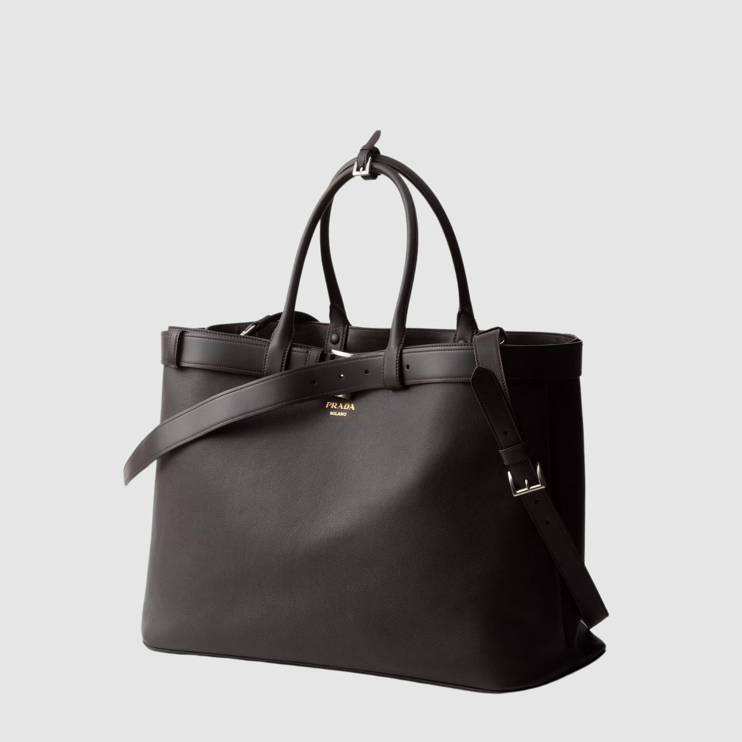 Prada Buckle Leather Bag with Belt_PRAM244011