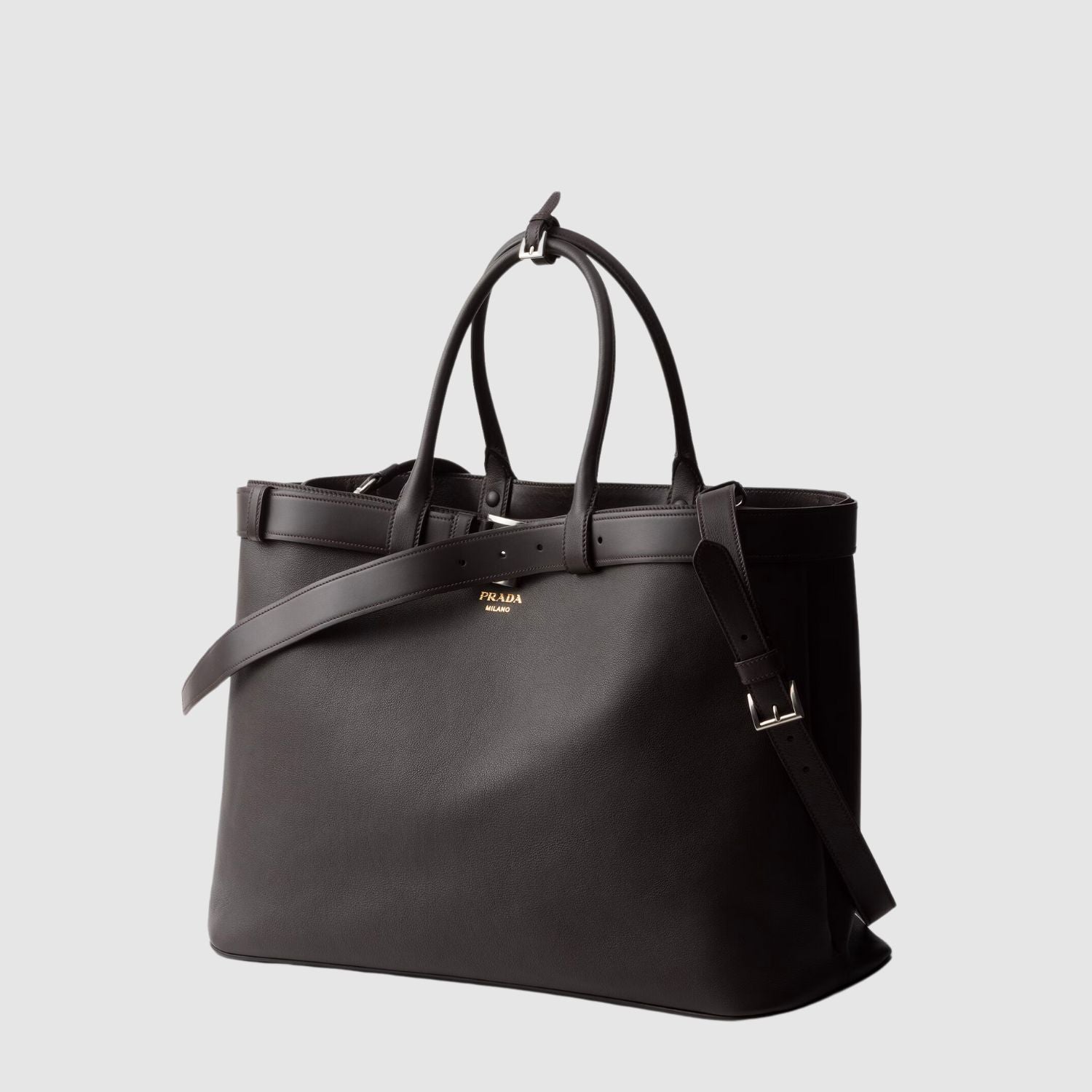 Prada Buckle Leather Bag with Belt_PRAM244011