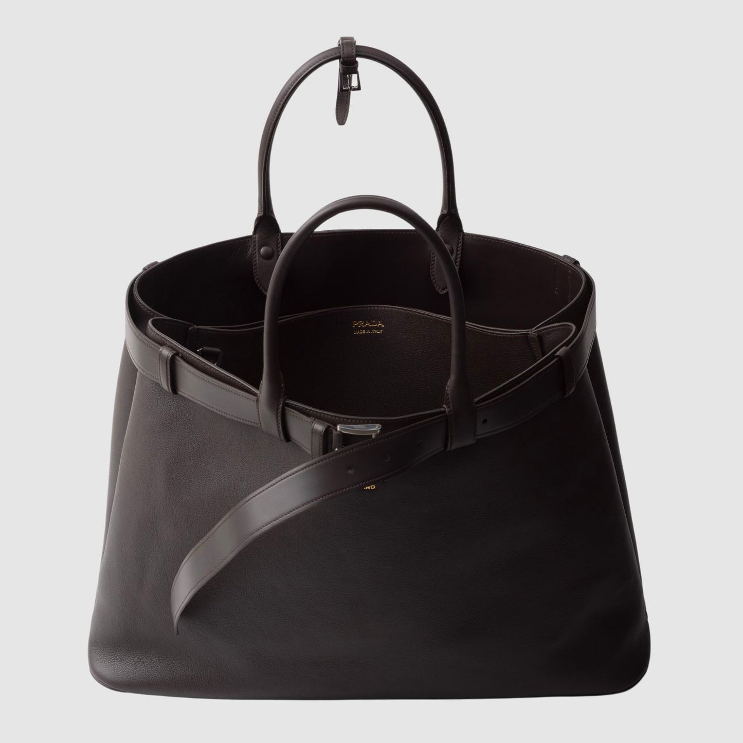 Prada Buckle Leather Bag with Belt_PRAM244011