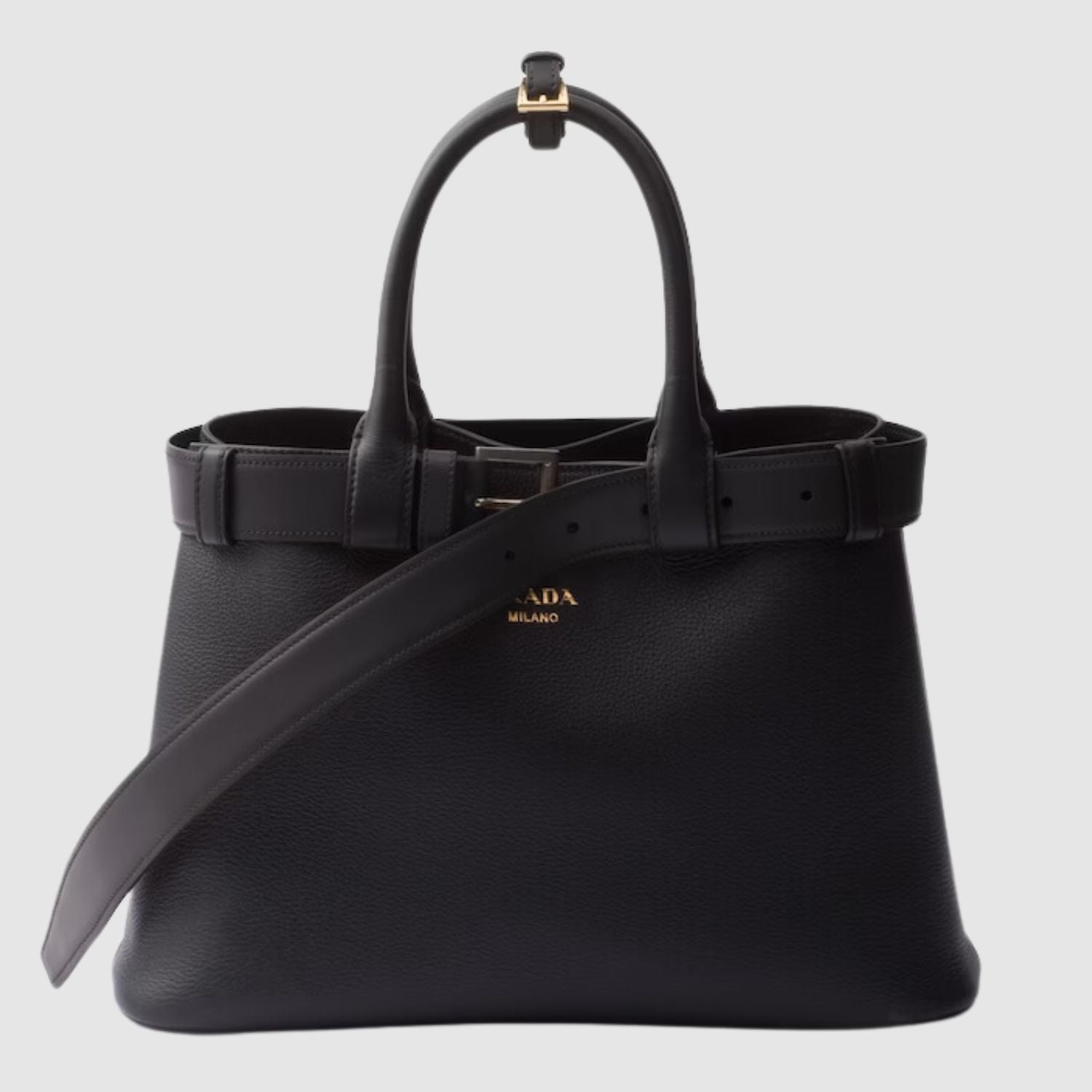 Prada Medium Buckle Leather Handbag with Belt_PRAW243002
