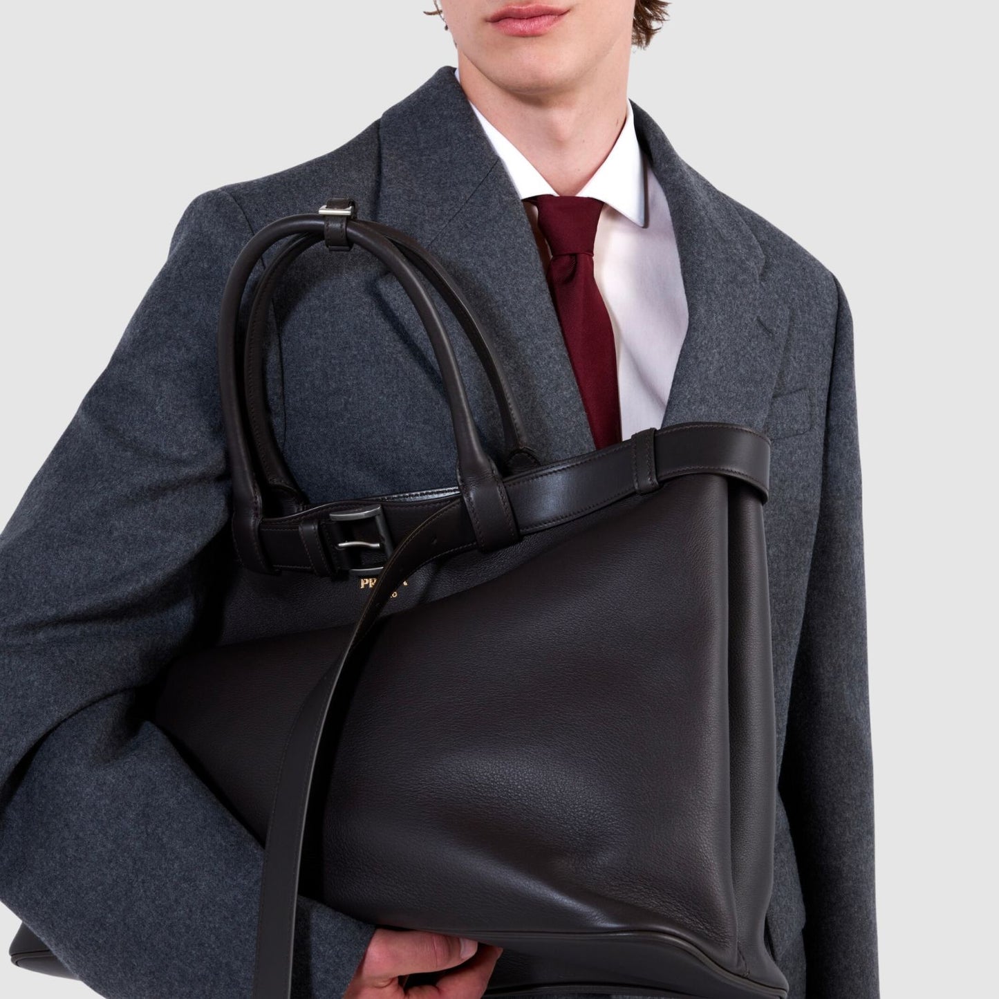 Prada Buckle Leather Bag with Belt_PRAM244011
