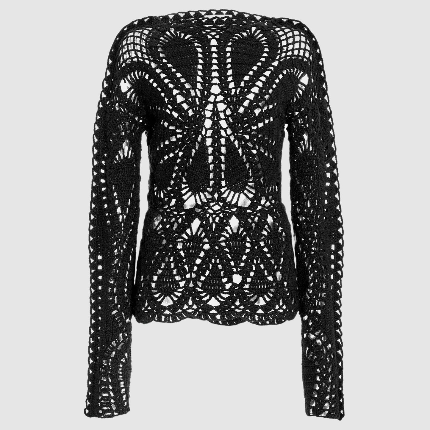 Gabriela Hearst Capps Crochet Top in Black Wool Cashmere