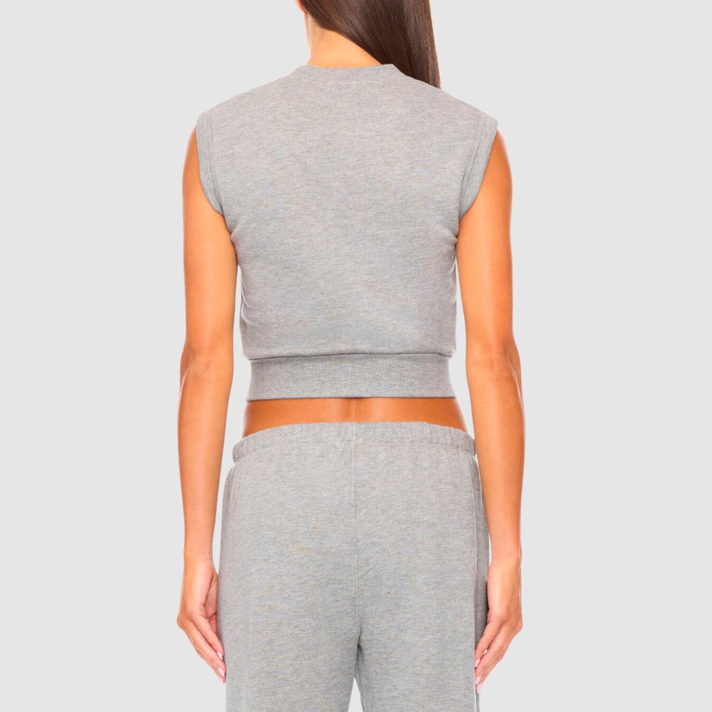 ÉTERNE Sleeveless Crewneck Top in Heather Grey