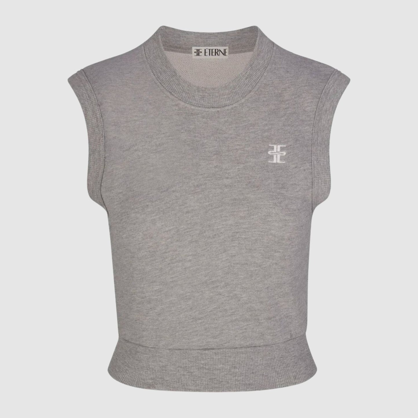 ÉTERNE Sleeveless Crewneck Top in Heather Grey