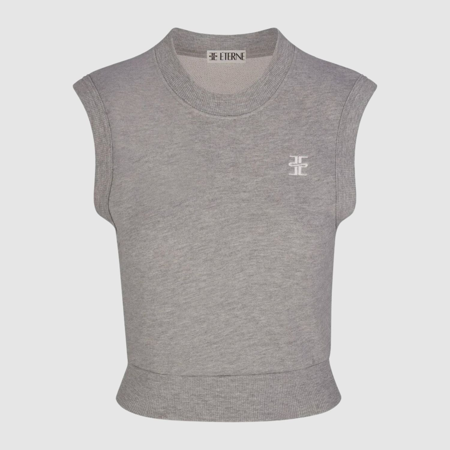 ÉTERNE Sleeveless Crewneck Top in Heather Grey