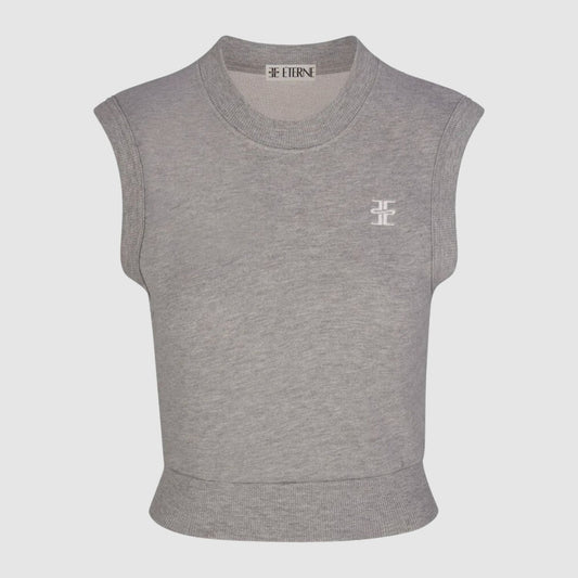 ÉTERNE Sleeveless Crewneck Top in Heather Grey