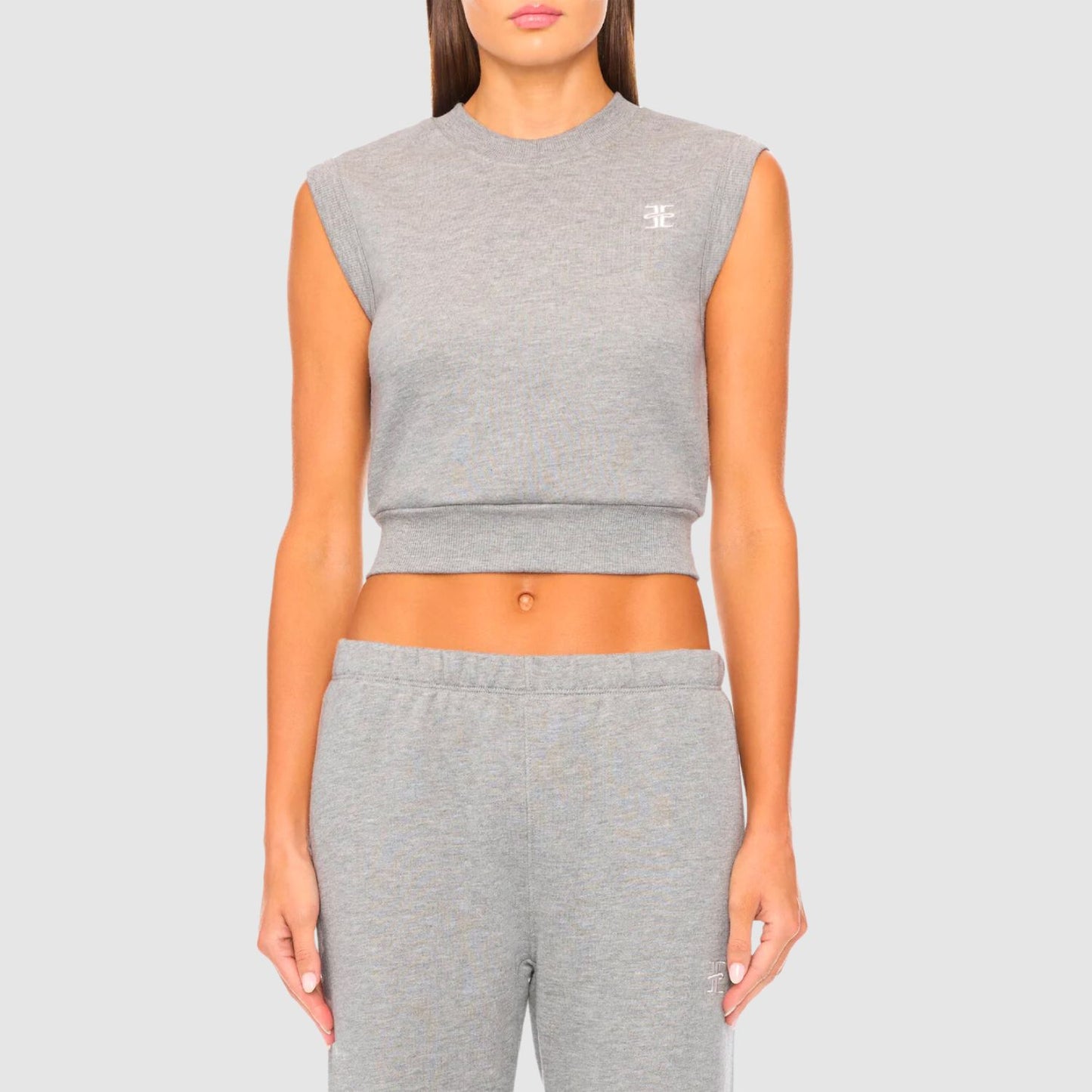 ÉTERNE Sleeveless Crewneck Top in Heather Grey